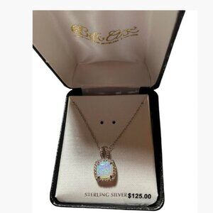 Belk Company Opal Pendant with Sterling Silver Chain 8mm Cushion Cut CTW .6  NWT